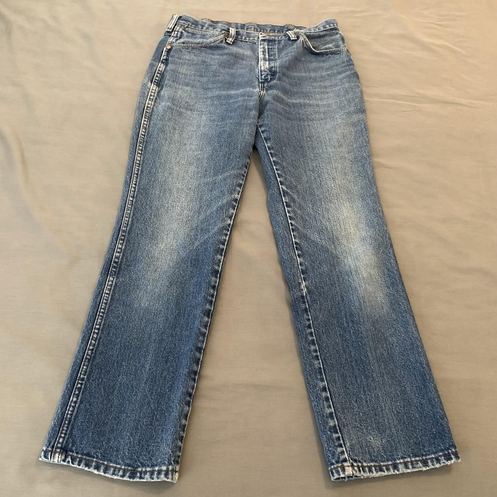 Vintage Wrangler 936DEN Jeans Mens 34x30 Blue Med.  Wash Slim Straight Denim USA